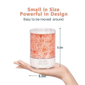 Essential Oil Diffuser, Aromatherapy Diffuser, 100% Natural Himalayan Salt Lamp, Ultrasonic Cool Mist Humidifier 3 in 1 for Small Room Home Office, 7 Colors Changing LED Night Lights,120ml