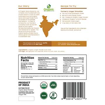 Organic Ginger Powder | 8 oz (226g) | USDA Organics and Non-GMO Verified Project Approved | Product of India | 100% Raw and Natural | Resealable Kraft Bag by SHOPOSR
