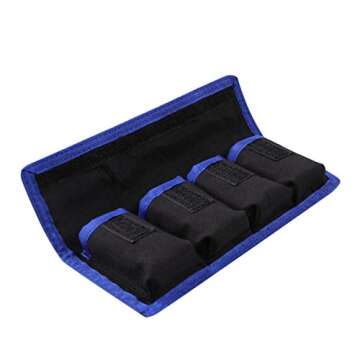 Meking DSLR Camera Battery Holder/Pouch/Case/Bag (4 Pocket) for AA Battery, Canon LP-E6 LP-E8 LP-E10 LP-E12 Battery, Nikon EN-EL14 EN-EL15 Battery, Sony NP-FW50 NP-F550 NP-FM500H Battery( 2Pcs )