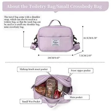 Weekender Bags for Women,Personal Item Travel Bag with Shoes Compartment,Overnight Travel Duffel Bag with Toiletry Bag