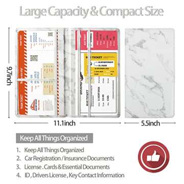 Car Registration and Insurance Card Holder - Leather Vehicle Glove Box Automobile Documents Paperwor...