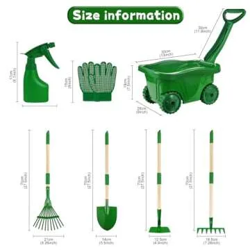Duckura Kids Gardening Tools Set - 7pcs Wheelbarrow Gift Set