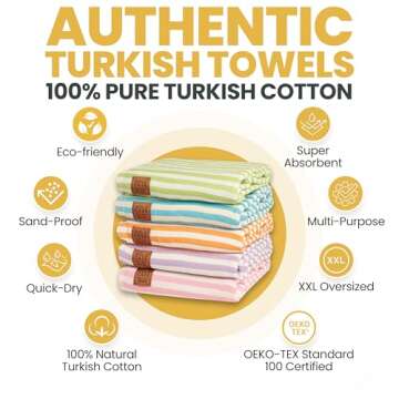 Gold CASE Turkish Beach Towel Set of 5 – 100% Cotton Large Turkish Bath Towels 71 x 40'' – MYRA ...