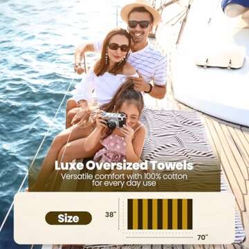 Gold CASE Turkish Beach Towel Set of 5 – 100% Cotton Large Turkish Bath Towels 71 x 40'' – MYRA Oversized, Quick Dry & Sand Free Towels – Lightweight Peshtemal – Multicolor 2