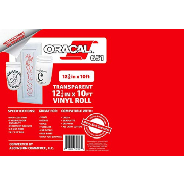Premium 12" x 10ft Oracal 651 Craft Vinyl Roll for Crafters