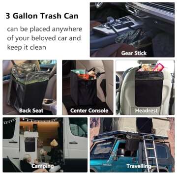 Ginsco 3 Gallon Foldable Car Trash Can for All Vehicles