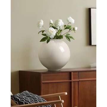 Kokrose Terracotta Table Vase, White Large Floor Pottery Vase, Rustic Vase for Home Decor, Oversized...