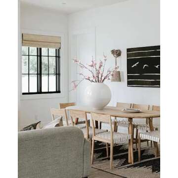 Kokrose Terracotta Table Vase, White Large Floor Pottery Vase, Rustic Vase for Home Decor, Oversized Tall Vases for Centerpieces, Floor Vase for Pampas Grass