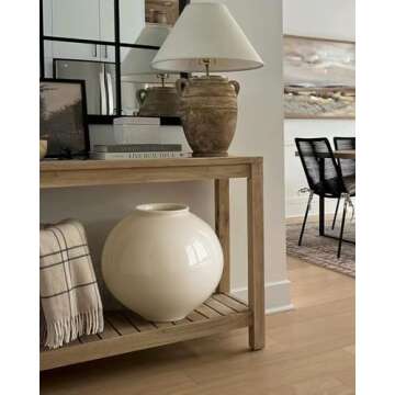 Kokrose Terracotta Table Vase, White Large Floor Pottery Vase, Rustic Vase for Home Decor, Oversized Tall Vases for Centerpieces, Floor Vase for Pampas Grass