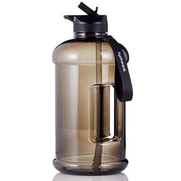 Half Gallon Water Bottle with Storage Sleeve & Straw Lid | BPA Free, Big Capacity, 74 ounce (2.2 Liter) Reusable Large Water Jug with Handle for Daily Hydration, Sports, Gym Bottles (Vibrant Tie Dye)