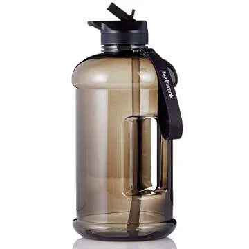 Half Gallon Water Bottle with Storage Sleeve & Straw Lid | BPA Free, Big Capacity, 74 ounce (2.2 Liter) Reusable Large Water Jug with Handle for Daily Hydration, Sports, Gym Bottles (Vibrant Tie Dye)