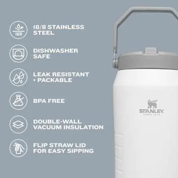 Stanley IceFlow Flip Straw Jug with Handle 64 oz| Twist On Lid and Flip Up Straw | Leak Resistant for Travel and Sports | Insulated Stainless Steel |BPA-Free |Mist