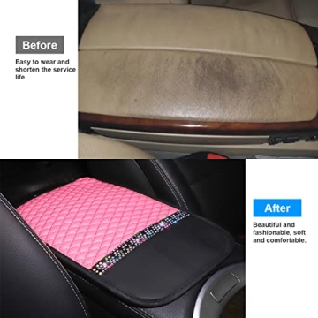 Bling Leather Car Console Cover with Rhinestones