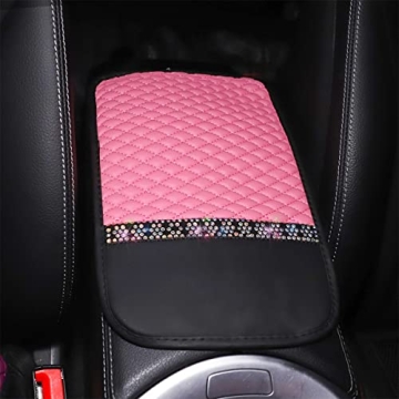 Bling Leather Car Console Cover with Rhinestones