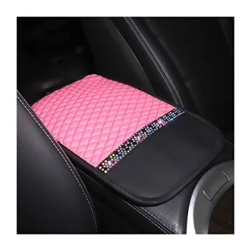 Bling Leather Car Console Cover with Rhinestones