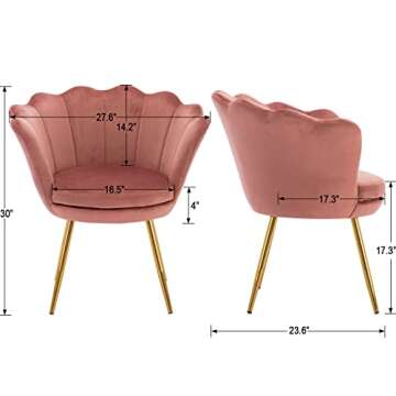 chairus Living Room Chair, Mid Century Modern Retro Leisure Velvet Accent Chair with Golden Metal Legs, Vanity Chair for Bedroom Dresser, Upholstered Guest Chair(Antique Pink)