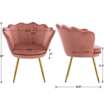chairus Living Room Chair, Mid Century Modern Retro Leisure Velvet Accent Chair with Golden Metal Legs, Vanity Chair for Bedroom Dresser, Upholstered Guest Chair(Antique Pink)
