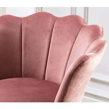 chairus Living Room Chair, Mid Century Modern Retro Leisure Velvet Accent Chair with Golden Metal Legs, Vanity Chair for Bedroom Dresser, Upholstered Guest Chair(Antique Pink)