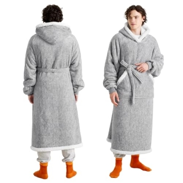 Bedsure Wearable Blanket Hoodie Women - Long Sherpa Warm Cozy Hooded Blanket Sweatshirt for Adult Gi...