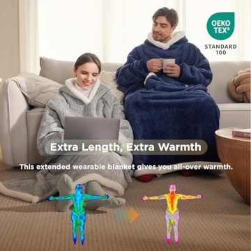 Bedsure Wearable Blanket Hoodie - Cozy Oversized Hooded Blankets