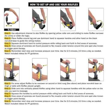Rolflex Arm & Leg Massager - Forearm & Calf Roller - Tennis & Golfer's Elbow, Carpal Tunnel, Tendonitis, Wrist, Hand, Calf, Foot, & Thigh Relief - Trigger Point - Active & Myofascial Release