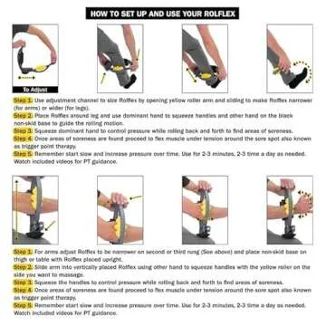 Rolflex Arm & Leg Massager - Forearm & Calf Roller - Tennis & Golfer's Elbow, Carpal Tunnel, Tendonitis, Wrist, Hand, Calf, Foot, & Thigh Relief - Trigger Point - Active & Myofascial Release