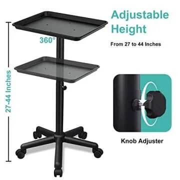 Aluminum Adjustable Salon Tray Cart for Salons, Spas, and Tattoo Artists