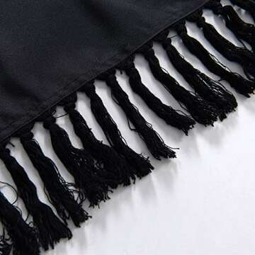 YoKii Tassel Fabric Shower Curtain, Black White Boho Striped Chevron Polyester Bath Curtain Set with...