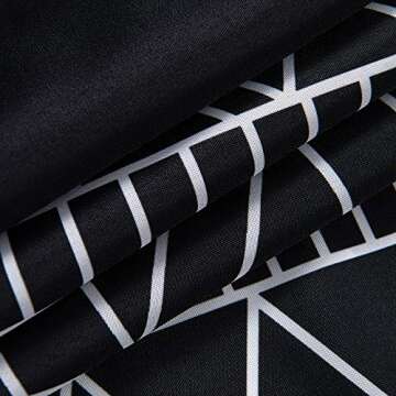 YoKii Tassel Fabric Shower Curtain, Black White Boho Striped Chevron Polyester Bath Curtain Set with Hooks, Decorative Spa Hotel Heavy Weighted 72-Inch Bathroom Curtains, (72 x 72, Black)