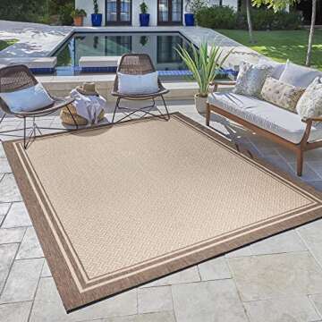 Gertmenian Indoor Outdoor Classic Flatweave Area Rug, Stain & UV Resistant Carpet, Deck, Patio, Pool...