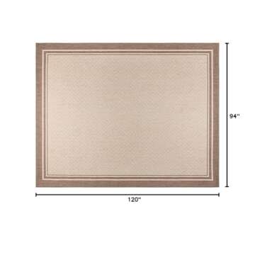 Gertmenian Indoor Outdoor Classic Flatweave Area Rug, Stain & UV Resistant Carpet, Deck, Patio, Poolside & Mudroom, 8x10 Ft Large, Simple Border, Brown Tan, 22911