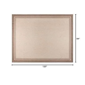 Gertmenian Indoor Outdoor Classic Flatweave Area Rug, Stain & UV Resistant Carpet, Deck, Patio, Poolside & Mudroom, 8x10 Ft Large, Simple Border, Brown Tan, 22911