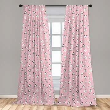 Lunarable Pale Pink Panda Curtains for Stylish Decor