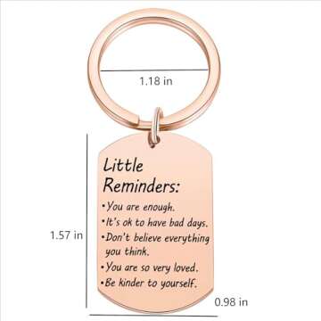 Valentine's Day Little Reminders Keychain, Mental Health Gift, Positive Thinking Reminder Daily Affirmation Inspiration Uplifting Quotes, You Are Enough Keyring, Self Love (Rose Gold)