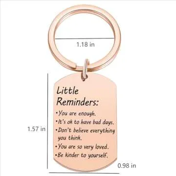 Valentine's Day Little Reminders Keychain, Mental Health Gift, Positive Thinking Reminder Daily Affirmation Inspiration Uplifting Quotes, You Are Enough Keyring, Self Love (Rose Gold)