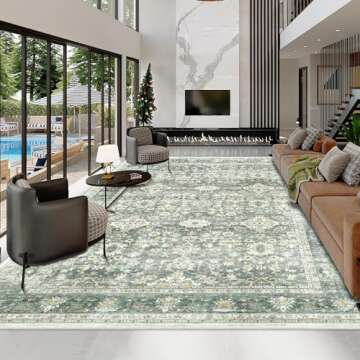 HOMFINE Machine Washable Rug 5'x7' - Vintage Design Area Rugs with Non Slip Rugs for Living Room Bed...
