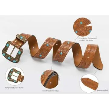 HinyBoeh Western Floral PU-Leather Belt for All Occasions