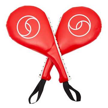 2 Pack Taekwondo Kick Pads, Martial Arts Training Equipment, Kickboxing Striking Target Pads, TKD Sparring Gear (Red, 15 x 2.5 x 7.5 in)