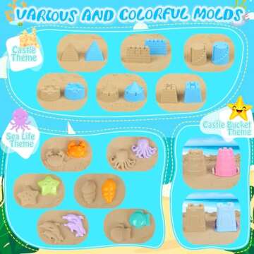 FHOZGECY Beach Toys, 21Pcs Sand Toys, Sandbox Toys with 2 in 1 Beach Truck, Collapsible Sand Bucket,...