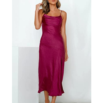 Satin Silk Slip Maxi Dress for Wedding Guests