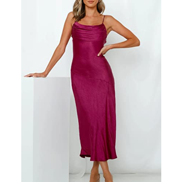 Satin Silk Slip Maxi Dress for Wedding Guests