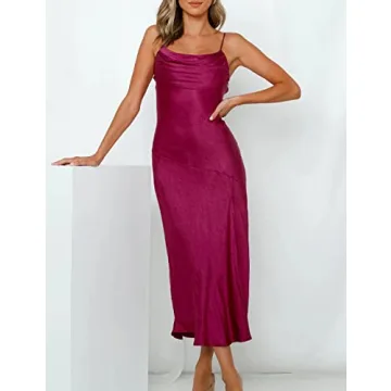 Satin Silk Slip Maxi Dress for Wedding Guests
