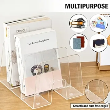 Lunmore Clear Desktop Book Organizer Pack of 2 for Easy Organizing