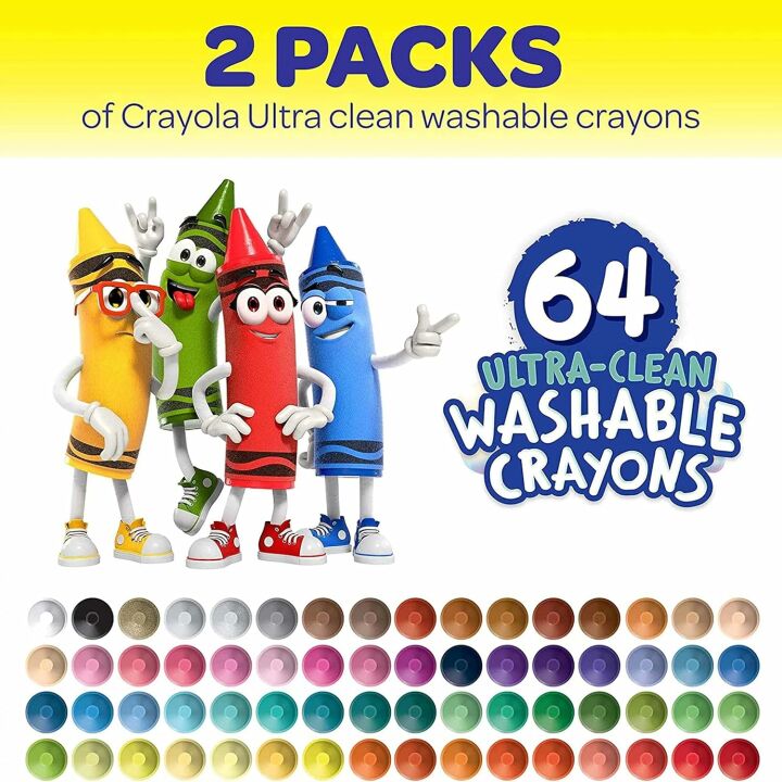 Crayola Washable Crayons 64ct - Kids Coloring Set