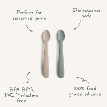 mushie Silicone Baby Feeding Spoons | 2 Pack (Ivory)