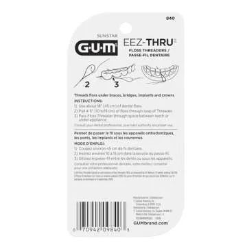 GUM EEZ-Thru Floss Threaders for Braces & Bridges 25ct