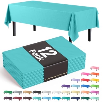 Premium Aqua Blue Table Cover (Pack of 12) - Perfect for Parties