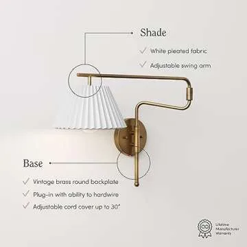 Kai Plugin Bedside Reading Lamp in Vintage Brass Finish