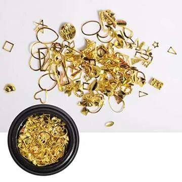 WEILUSI Gold Metal Nail Art Studs 3D Mixed Shapes Gold Sliver Rose Gold Nail Rivets Charms Star Moon...