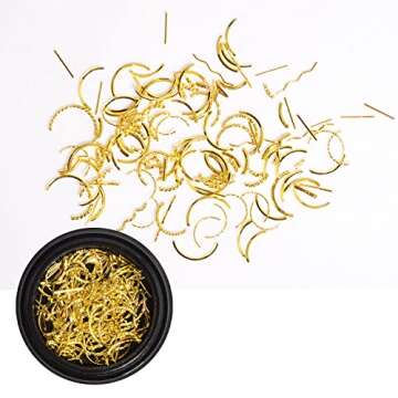 WEILUSI Gold Metal Nail Art Studs 3D Mixed Shapes Gold Sliver Rose Gold Nail Rivets Charms Star Moon Design Alloy Kit for Manicure DIY Nail Art Decoration